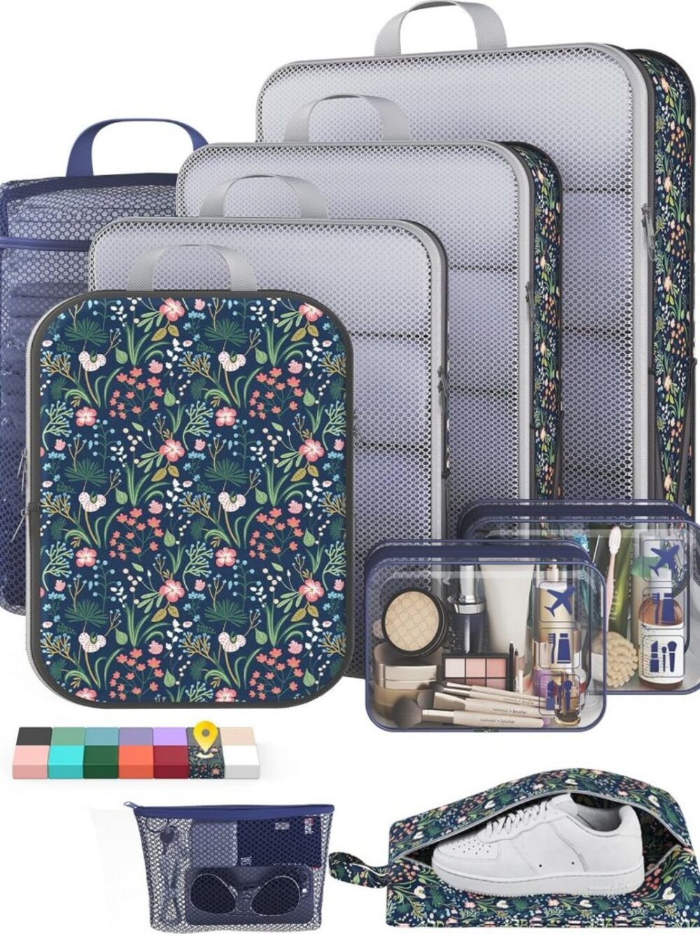 Compression Packing Cubes Set for Travel, Expandable Luggage Organizers, Space
